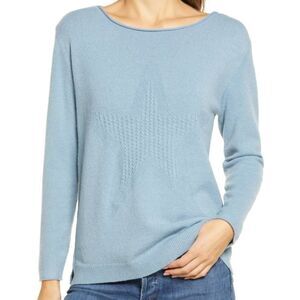 Wit & Wisdom Sweater Boatneck Cable Knit Sweater Stone Blue Casual Knit Comfy